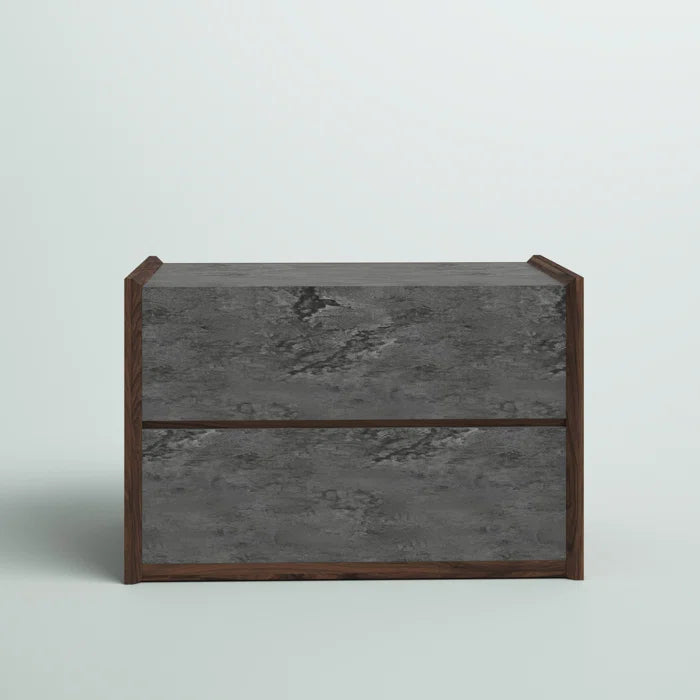 Alaya 18'' Tall 2 - Drawer Nightstand in Gray/Walnut