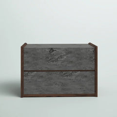 Alaya 18'' Tall 2 - Drawer Nightstand in Gray/Walnut
