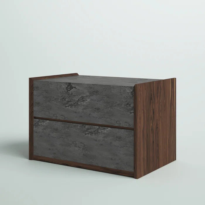 Alaya 18'' Tall 2 - Drawer Nightstand in Gray/Walnut