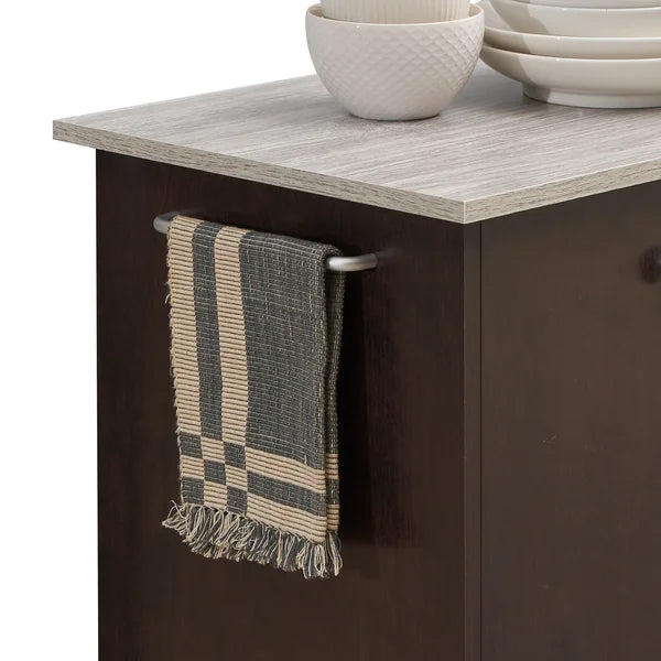 Chocolate/Gray Alberto 23.6'' Wide Rolling Kitchen Cart Adding Extra Chopping and Storage