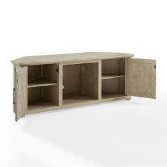 Frosted Oak Corner TV Stand for TVs up to 65" Empty Corner in your Living Room or Bedroom
