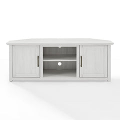 White Wash Corner TV Stand for TVs up to 65" Empty Corner in your Living Room or Bedroom