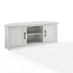 White Wash Corner TV Stand for TVs up to 65" Empty Corner in your Living Room or Bedroom