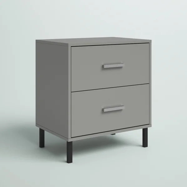 Solid Wood Gray Alexei 24.4'' Tall 2 - Drawer Nightstand