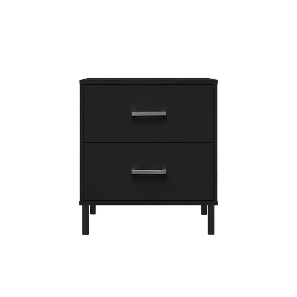 Black Alexei 24.4'' Tall 2 - Drawer Solid Wood Nightstand Perfect for Bedside