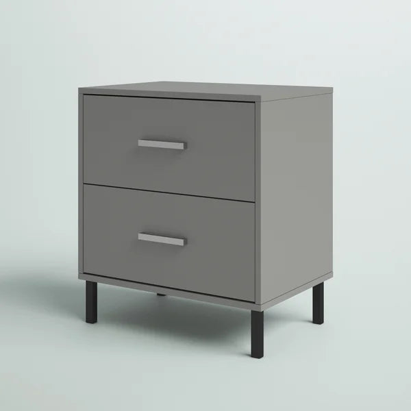 Solid Wood Gray Alexei 24.4'' Tall 2 - Drawer Nightstand
