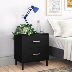 Black Alexei 24.4'' Tall 2 - Drawer Solid Wood Nightstand Perfect for Bedside