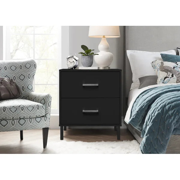 Black Alexei 24.4'' Tall 2 - Drawer Solid Wood Nightstand Perfect for Bedside