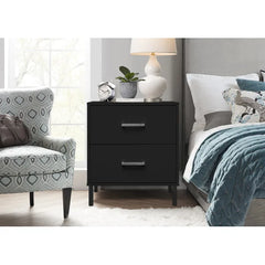Black Alexei 24.4'' Tall 2 - Drawer Solid Wood Nightstand Perfect for Bedside