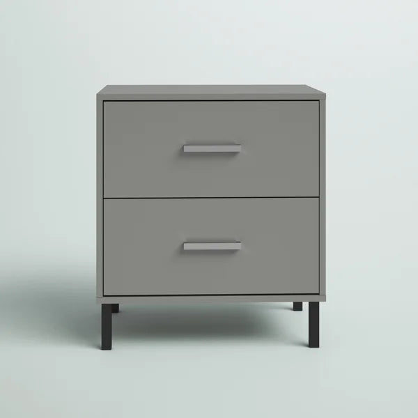 Solid Wood Gray Alexei 24.4'' Tall 2 - Drawer Nightstand