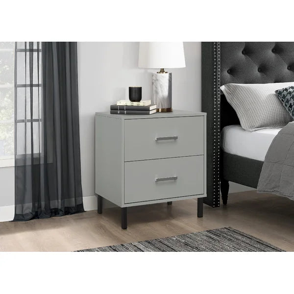 Solid Wood Gray Alexei 24.4'' Tall 2 - Drawer Nightstand