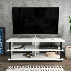 Black/White Aleysa TV Stand for TVs up to 50" Open Display Design 2 Open Shelve