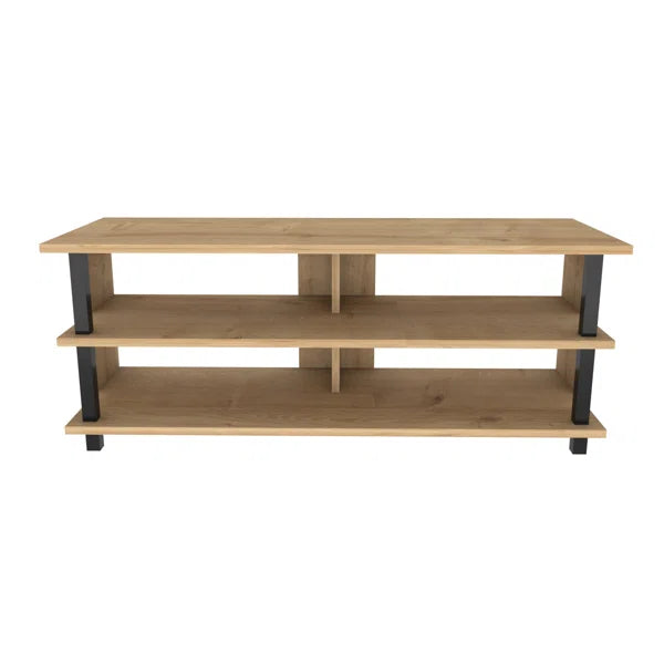 Black/Oak Aleysa TV Stand for TVs up to 50" Four Exterior Shelves Provide Storage Space