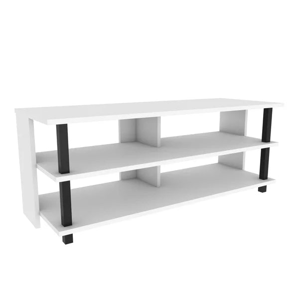 Black/White Aleysa TV Stand for TVs up to 50" Open Display Design 2 Open Shelve