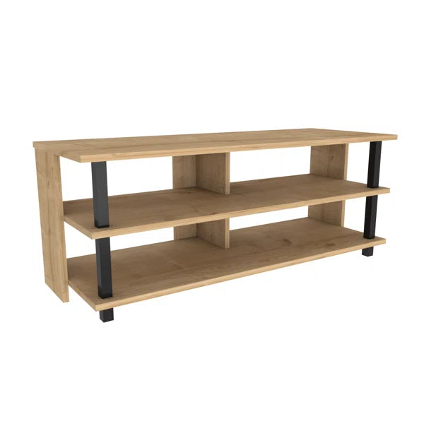 Black/Oak Aleysa TV Stand for TVs up to 50" Four Exterior Shelves Provide Storage Space