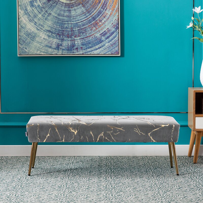 Alfred Upholstered Bench Velvet Touches Soft and Comfortable