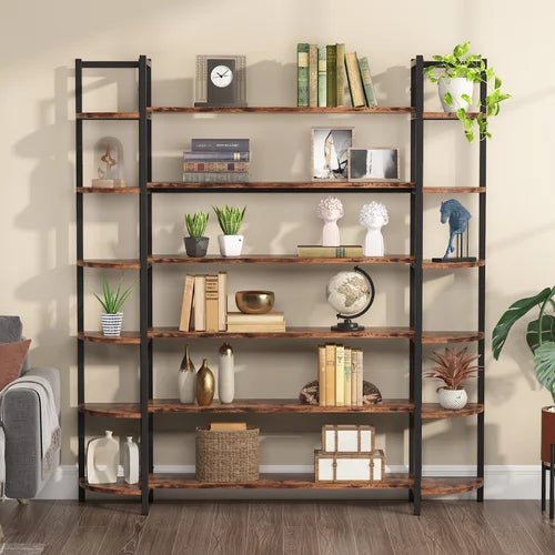 Brown Alfson 70.86'' H x 62.99'' W Steel Etagere Bookcase Design
