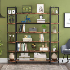 Brown Alfson 70.86'' H x 62.99'' W Steel Etagere Bookcase Design