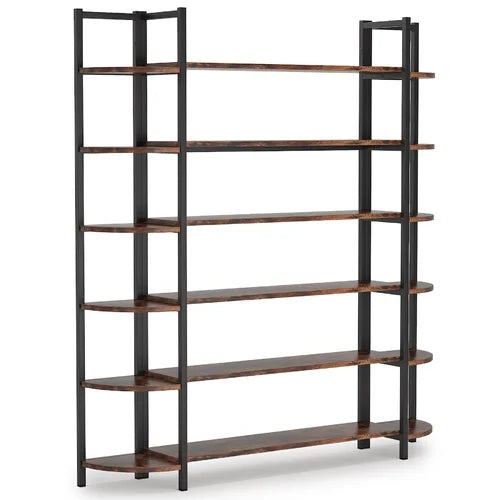 Brown Alfson 70.86'' H x 62.99'' W Steel Etagere Bookcase Design