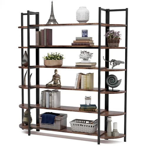 Brown Alfson 70.86'' H x 62.99'' W Steel Etagere Bookcase Design
