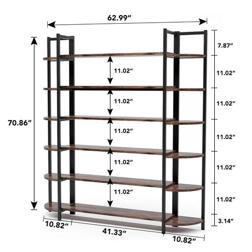 Brown Alfson 70.86'' H x 62.99'' W Steel Etagere Bookcase Design
