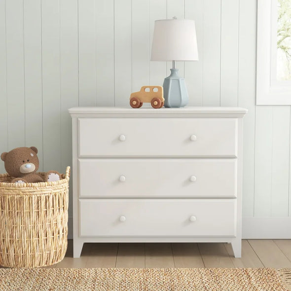 White Alisi 37.5'' Wide 3 - Drawer Dresser Provide Storage Space