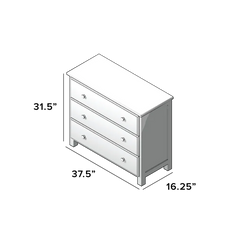White Alisi 37.5'' Wide 3 - Drawer Dresser Provide Storage Space