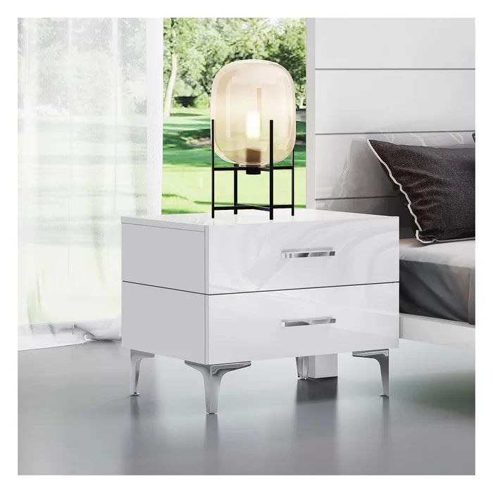 Allisun 20'' Tall 2 - Drawer Nightstand in White Modern Style