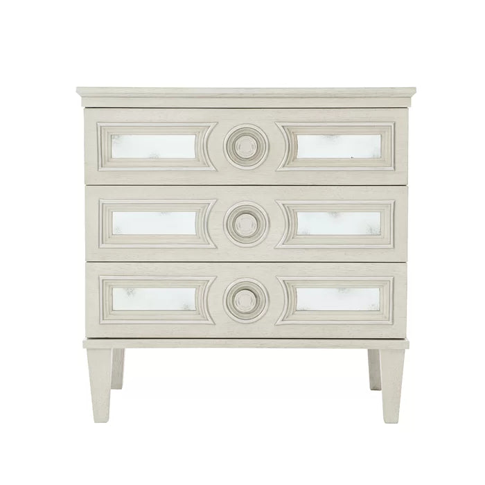 Allure 30'' Tall 3 - Drawer Bachelor's Chest in Manor White/Silver Luster