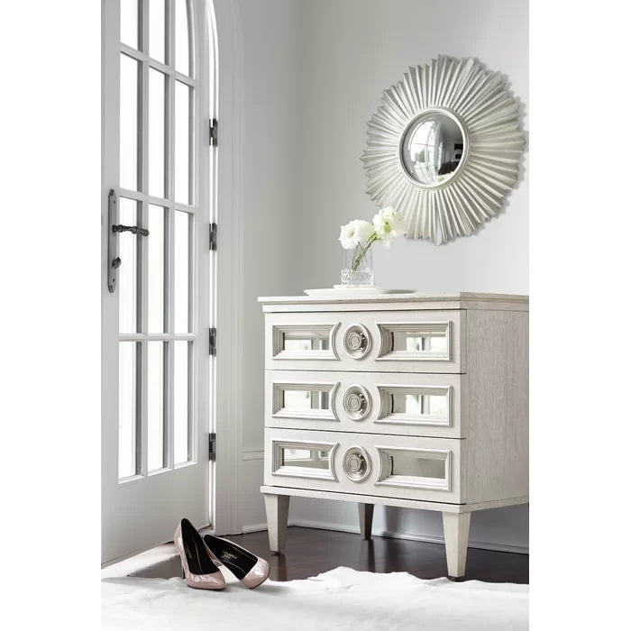 Allure 30'' Tall 3 - Drawer Bachelor's Chest in Manor White/Silver Luster
