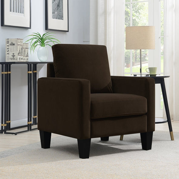 Polyester Mid-Century Arm Chair - Brown Perfect Relaxingideal for Small Bedrooms, Spare Bedrooms, Apartments. Lofts, and Living Room