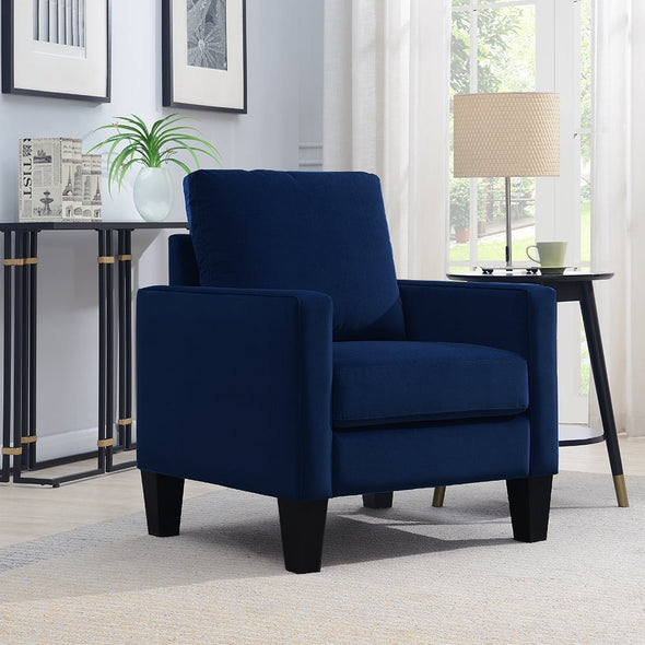 Polyester Mid-Century Arm Chair - Blue Perfect Relaxing Ideal for Small Bedrooms, Spare Bedrooms, Apartments. Lofts, and Living Room