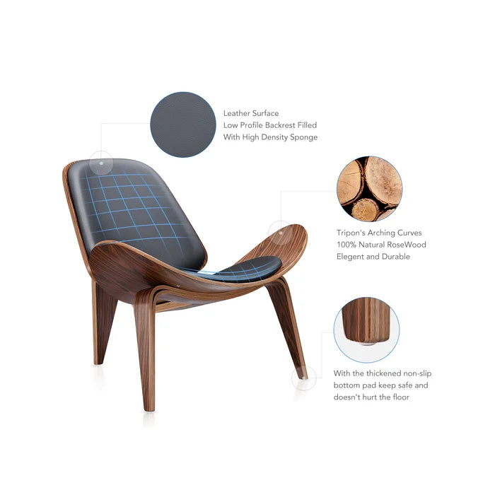 Rosewood 36.2'' Wide Lounge Chair Mid-Century Modern Chair