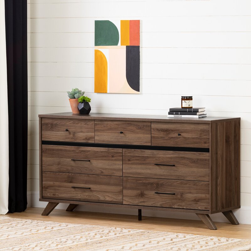 Alontay 7 Drawer 65'' W Minimal Two Tone Hue Crafted From Engineered Wood