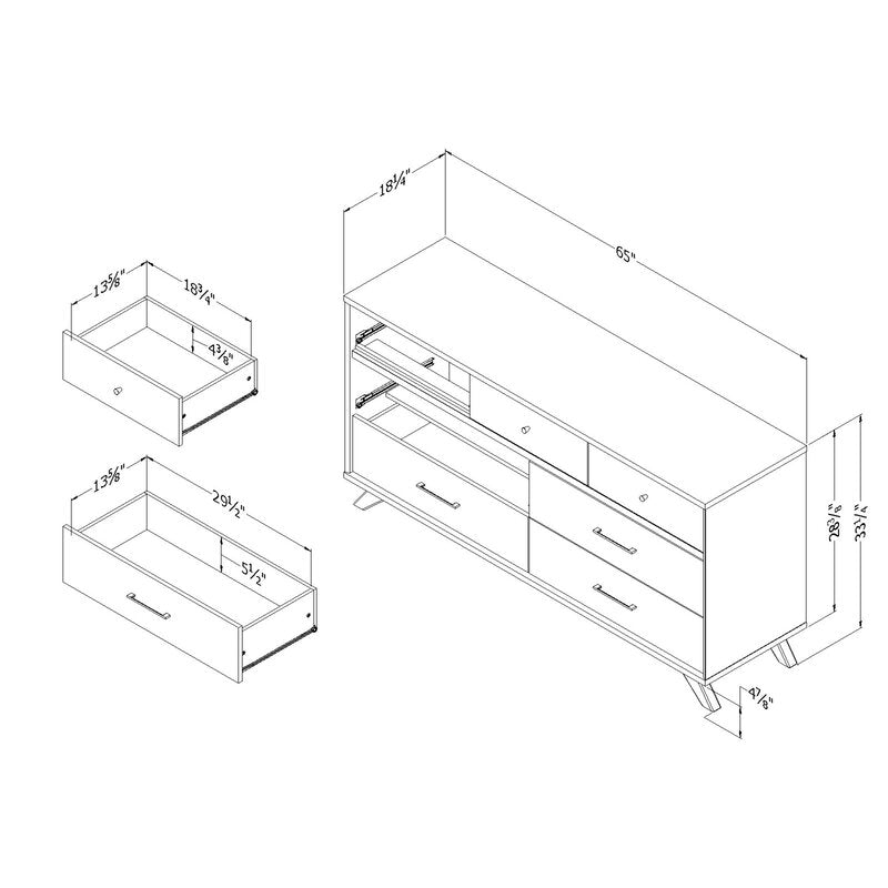 Alontay 7 Drawer 65'' W Minimal Two Tone Hue Crafted From Engineered Wood