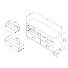 Alontay 7 Drawer 65'' W Minimal Two Tone Hue Crafted From Engineered Wood