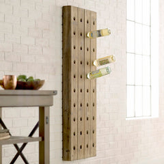 57" H x 21" W x 4" D Brown Aloyse Solid Wood Wall Mounted Wine Bottle Rack Display and Organize your Wine Bottles