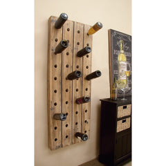 57" H x 21" W x 4" D Brown Aloyse Solid Wood Wall Mounted Wine Bottle Rack Display and Organize your Wine Bottles