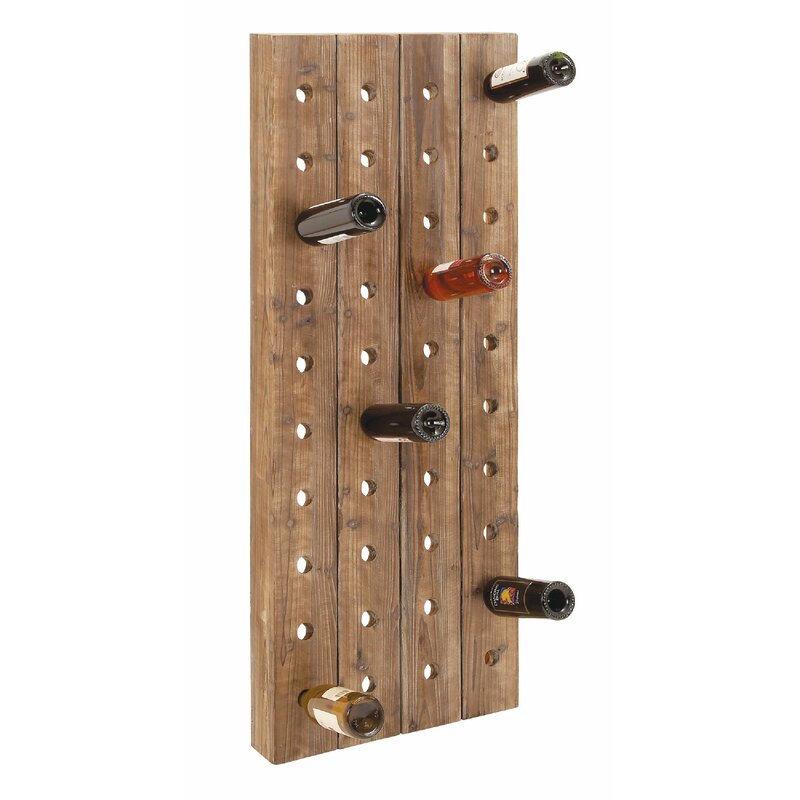 57" H x 21" W x 4" D Brown Aloyse Solid Wood Wall Mounted Wine Bottle Rack Display and Organize your Wine Bottles
