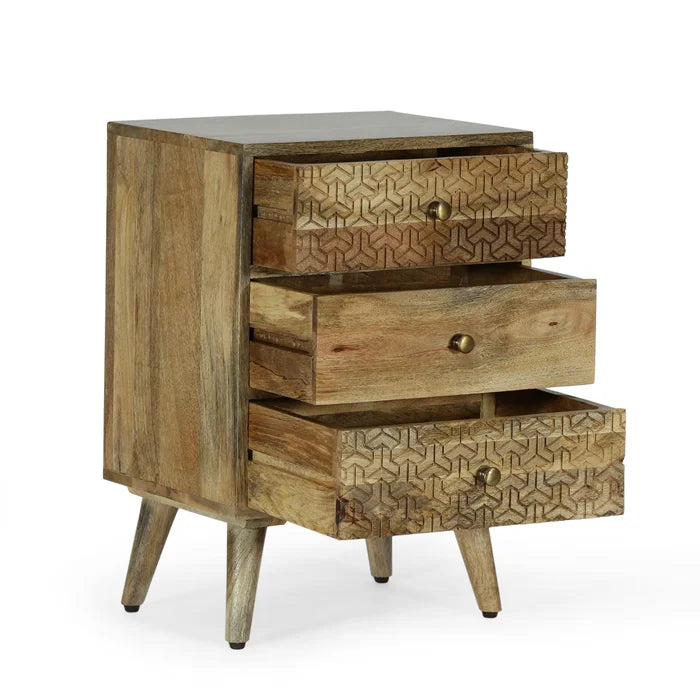 Alphine 26'' Tall 3 - Drawer Nightstand in Light Brown