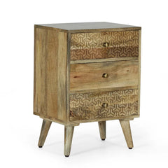 Alphine 26'' Tall 3 - Drawer Nightstand in Light Brown