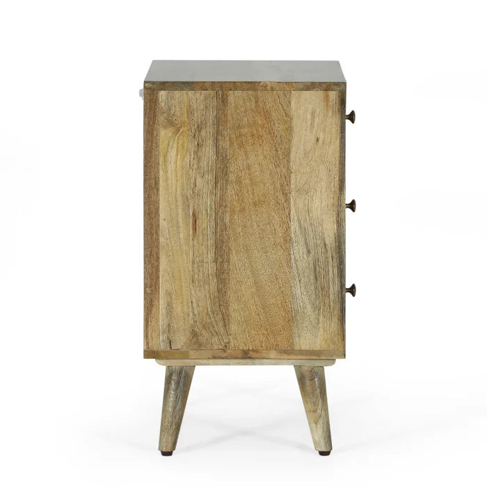Alphine 26'' Tall 3 - Drawer Nightstand in Light Brown