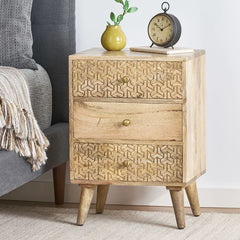 Alphine 26'' Tall 3 - Drawer Nightstand in Light Brown