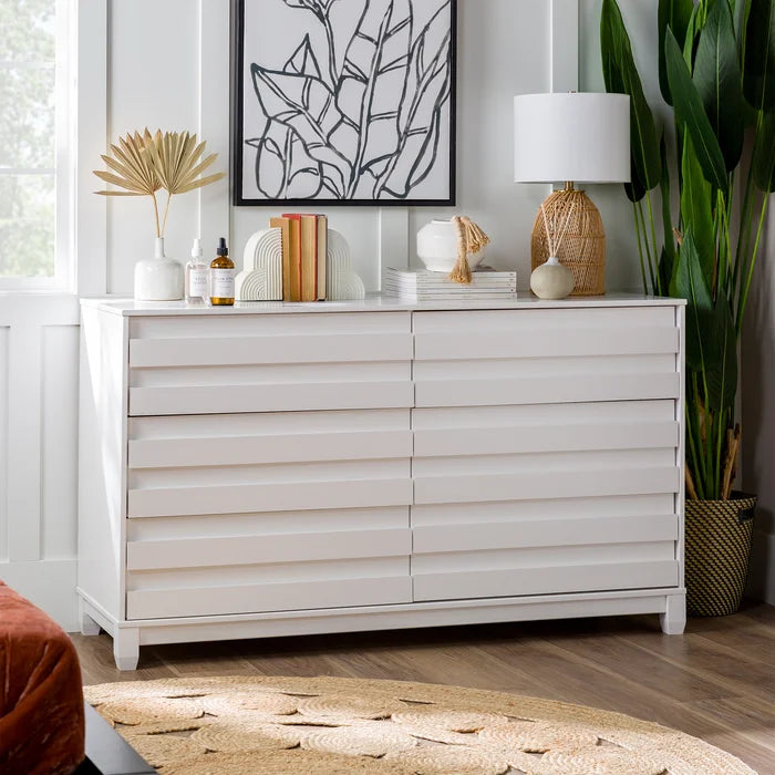 White Alsey 6 Drawer 58'' W Double Dresser Perfect for Storage Space