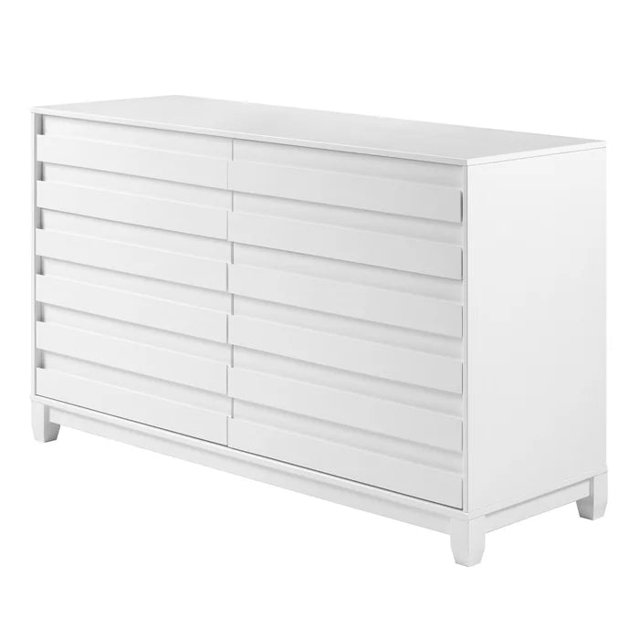 White Alsey 6 Drawer 58'' W Double Dresser Perfect for Storage Space