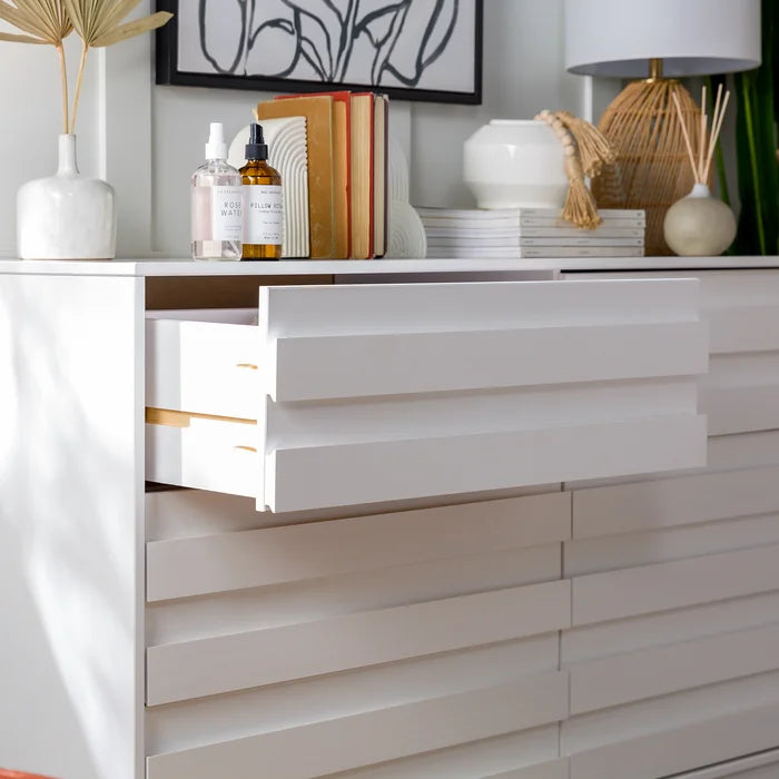 White Alsey 6 Drawer 58'' W Double Dresser Perfect for Storage Space