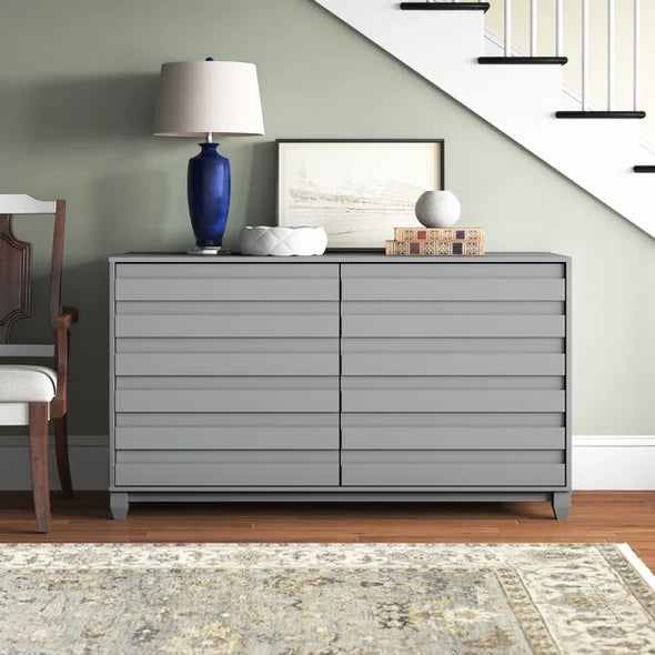 Gray Alsey 6 Drawer 58'' W Double Dresser Removable Drawers Plenty Storage Space