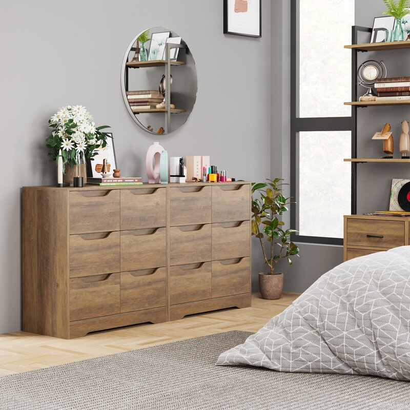 Rustic Brown Alteo 6 Drawer 31.5'' W Double Dresser