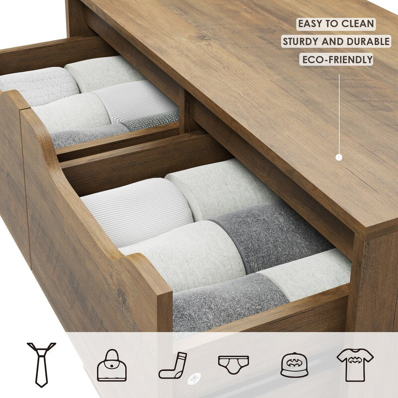 Rustic Brown Alteo 6 Drawer 31.5'' W Double Dresser