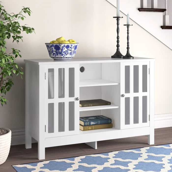 White Alvaro 43'' Wide Server Adjustable Shelves with Cable Management